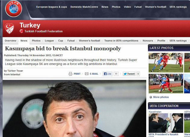 Kasımpaşamız UEFA.com’da